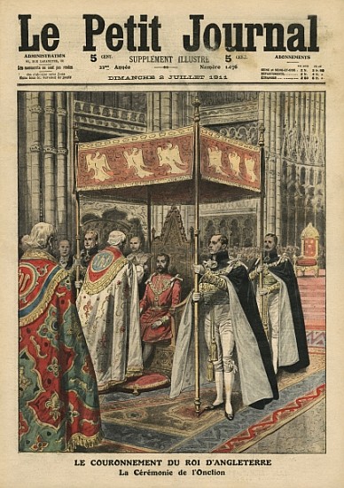 The Coronation of King George V (1865-1936) and the Ceremony of Unction at Westminster Abbey, 23 Jun de French School