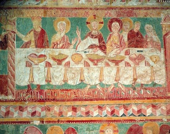 The Marriage at Cana, from the South wall of the Choir, 12th century de French School