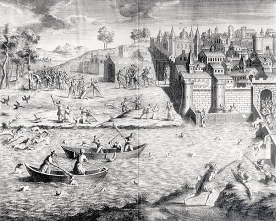 The Massacre of the Huguenots at Tours in 1562 de French School