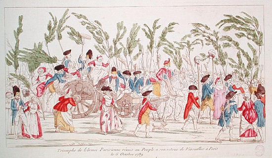The Triumphant Parisian Army Returning to Paris from Versailles, 6th October 1789 de French School