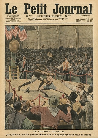The victory of the negro, Jack Johnson knocks Jim Jeffries out at the world boxing championship, ill de French School