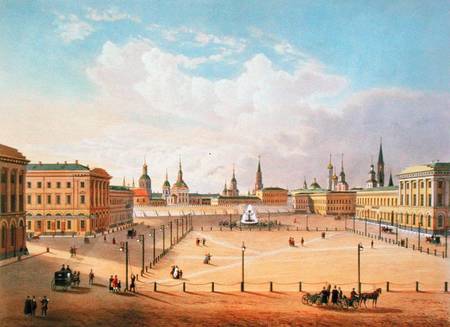 The Theatre Square in Moscow, printed by Jacottet and Bachelier de French School