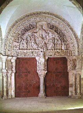 Central Portal in the Narthex of the Church of Sainte-Madelaine, with relief of the Pentecost in the