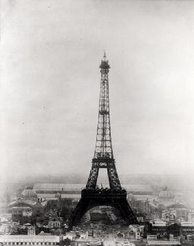 Construction of the Eiffel Tower, Paris, 31st March 1889 (b/w photo) 