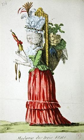 ''Madame des Trois Etats'', caricature on the Three Estates of France before the Revolution