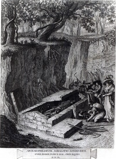 Tourists viewing the opening of an Ancient Tomb, c.1766 de French School