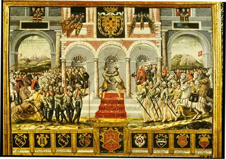 The Treaty of Cateau-Cambresis and the Embrace of Henri II (1519-59) of France and Philip II (1527-9 de French School