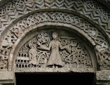 Tympanum depicting Christ of Revelation holding the Seven Stars in His Hand de French School