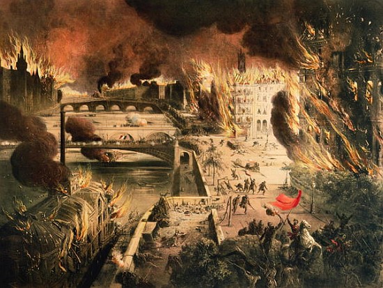 View of the Fires in Paris during the Commune on the 24th and 25th of May de French School