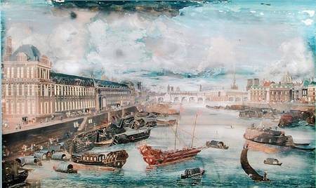 View of the Seine, the Grande Galerie of the Louvre and the College des Quatre Nations de French School