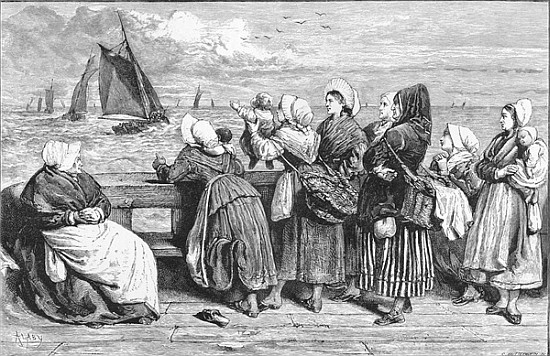 Waiting for the Boats, sketched near Boulogne, published in ''The Illustrated London News'' de French School