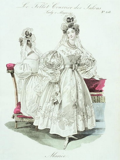Wedding dress, from ''Le Follet Courrier des Salons Modes'' de French School