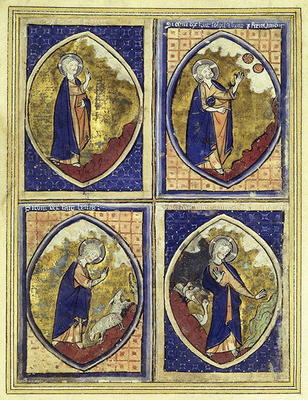Creation of the firmament, creation of the sun and of the moon, creation of the animals, creation of de French School, (13th century)