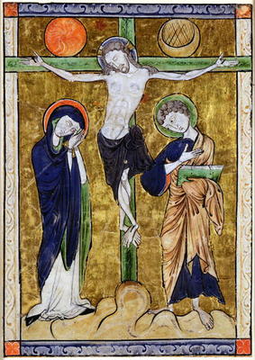 The Crucifixion, from a Psalter, c.1215 (vellum) de French School, (13th century)