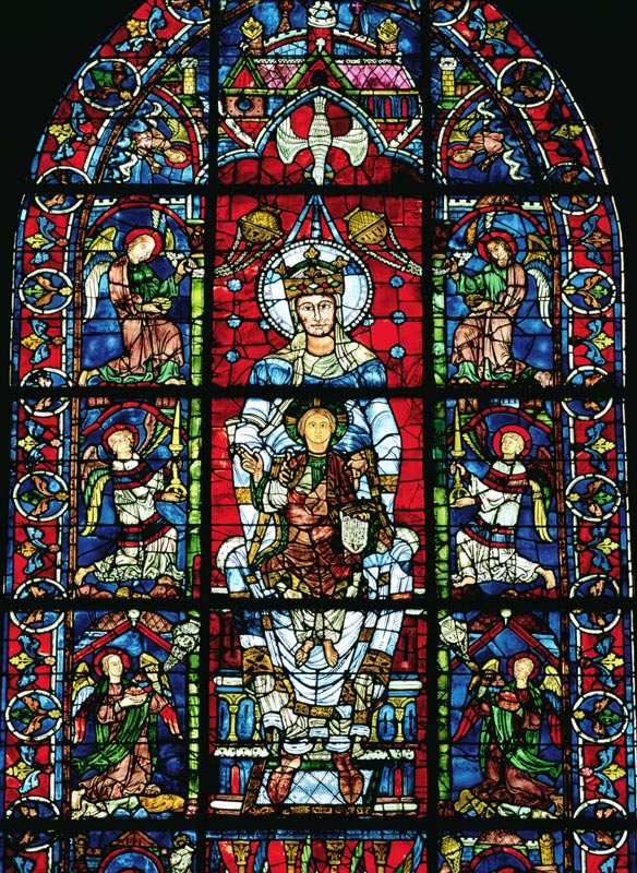 Window depicting Notre Dame de la Belle Verriere in the south choir (stained glass) (detail of 98069 de French School, (13th century)