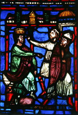 Window depicting St. Blaise listening to his condamnation, Ile de France Workshop (stained glass) de French School, (13th century)