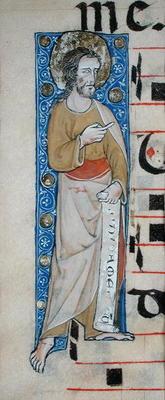 An apostle holding a phylactery, 'Judica me deus', c.1320 (vellum)