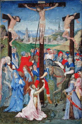 The Crucifixion, from a Missal (vellum) de French School, (15th century)