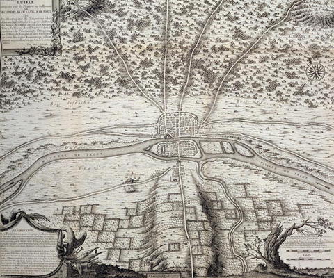 Lutetia or the second plan of Paris in the 4th and 5th centuries A.D., 1722 (engraving) de French School, (18th century)