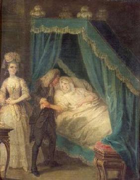 Bedside visit by the doctor (oil on canvas)