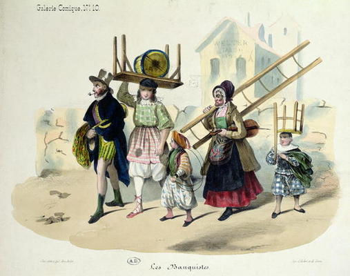 The Banquistes, c.1820-30 (colour litho) de French School, (19th century)