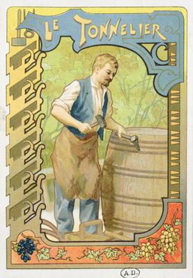 The Cooper, illustration from a book on the crafts, c.1899 (colour litho)