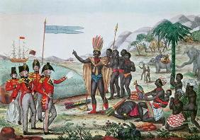 The English informing the Africans about the Treaty of Paris and the abolition of slavery, after 181