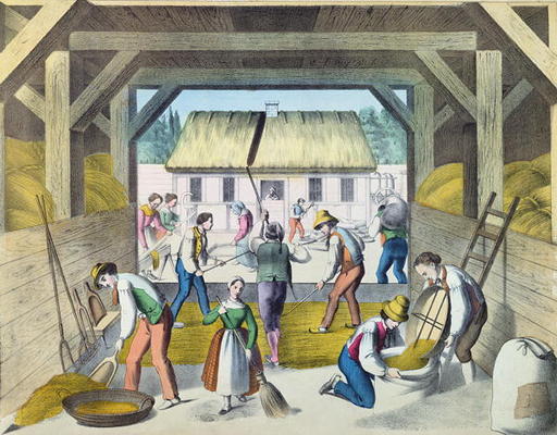 Work in the Farmyard, probably in Eastern France, 2nd half 19th century (colour litho) de French School, (19th century)