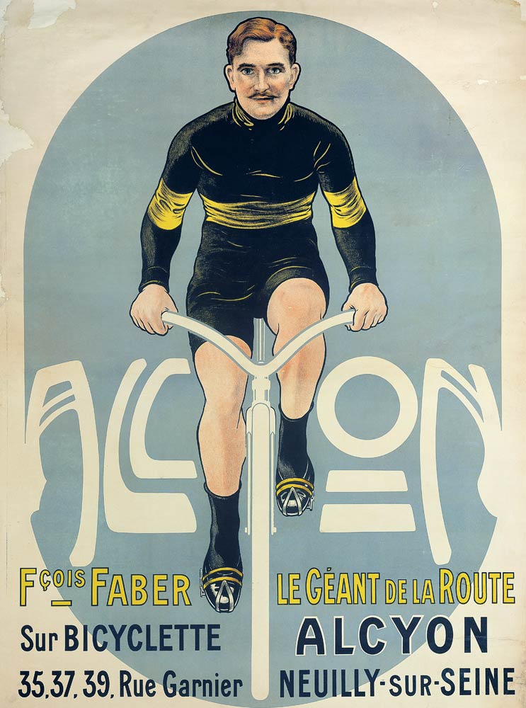 Poster depicting Francois Faber on his Alcyon bicycle de French School, (20th century)