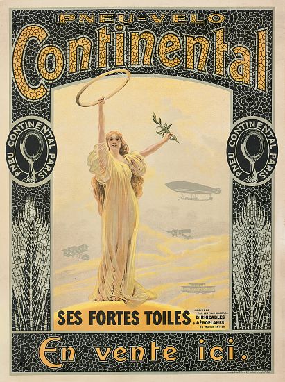 Advertising poster for Continental bicycle tyres de French School, (20th century)