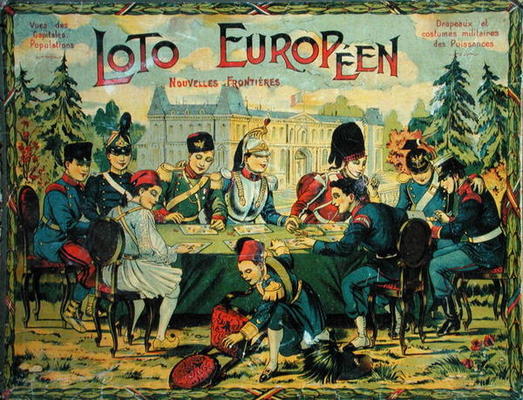 'Loto Europeen', French version of the game of Lotto for children, c.1900 (colour litho) de French School, (20th century)