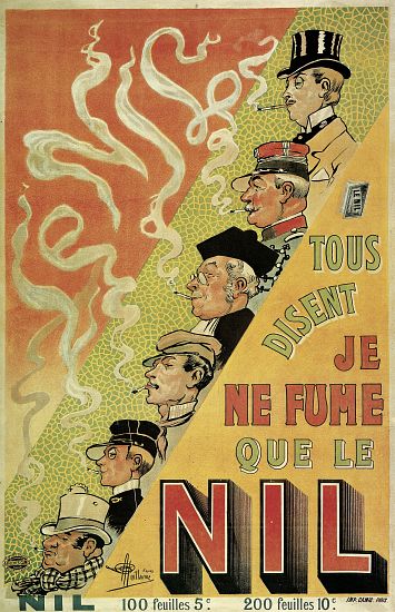 Poster advertising 'Nilum' cigarette papers de French School, (20th century)