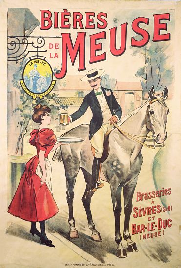 Poster advertising the Bieres de la Meuse at the Brasseries of Sevres and Bar-le-Duc de French School, (20th century)