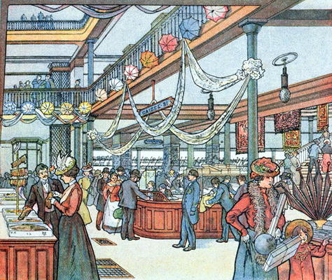 The Department Store, illustration from 'Cours Schweiter', c.1900 (colour litho) de French School, (20th century)