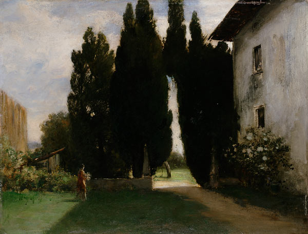 Vor einer italienischen Villa mit Zypressen de Friedrich August v. Kaulbach