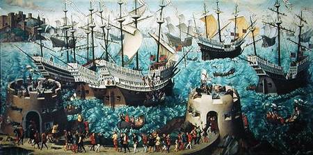 Embarkation of Henry VIII (1491-1547) on Board the Henry Grace a Dieu in 1520, copied from a paintin de Friedrich Bouterwek