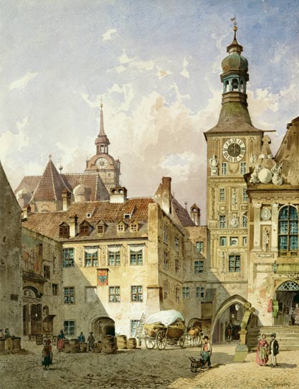 Munich, look from the valley on the old city hall. de Friedrich Eibner
