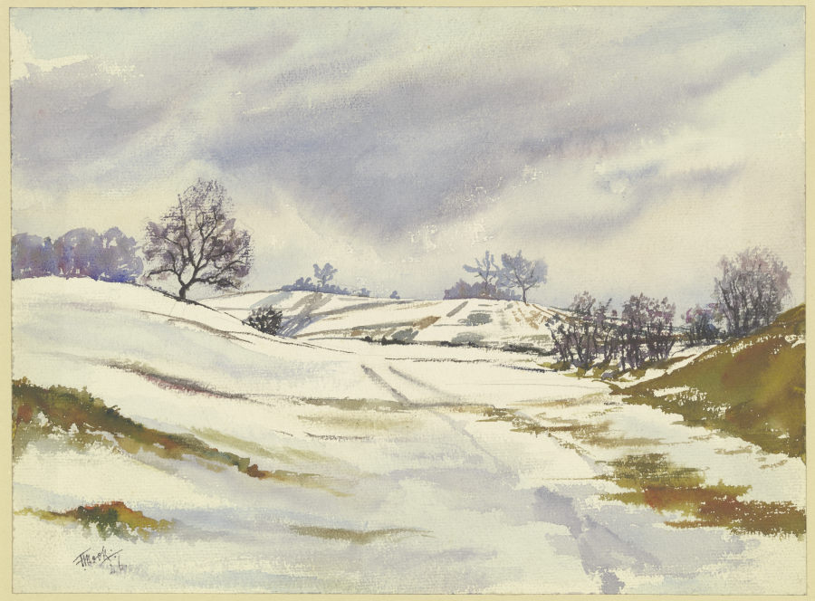 Wintery landscape de Friedrich Mook
