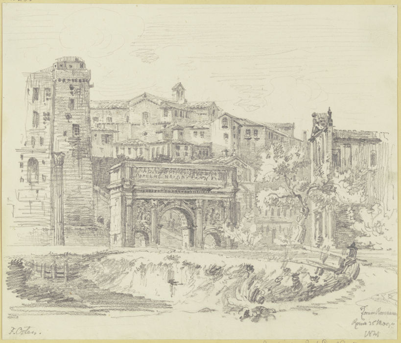 Der Triumphbogen des Septimius Severus und die Curia Iulia auf dem Forum Romanum in Rom de Friedrich Osten