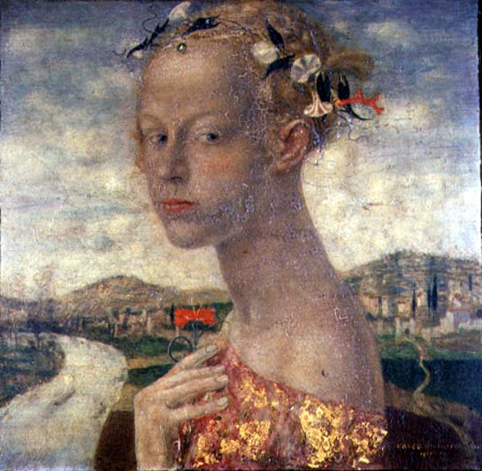 A Maiden with a Red Carnation, 1917 (oil)  de Friedrich Stahl