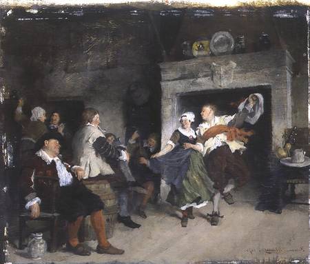 Couple Dancing in a Tavern de Friedrich von Puteani