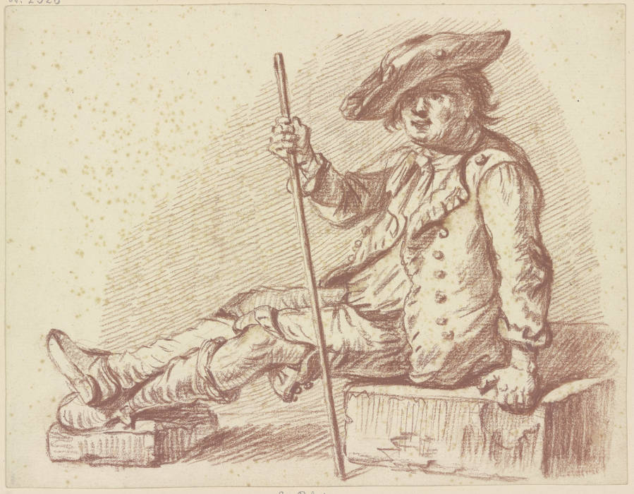 Sitzendes bekleidetes männliches Modell de Friedrich Wilhelm Hirt