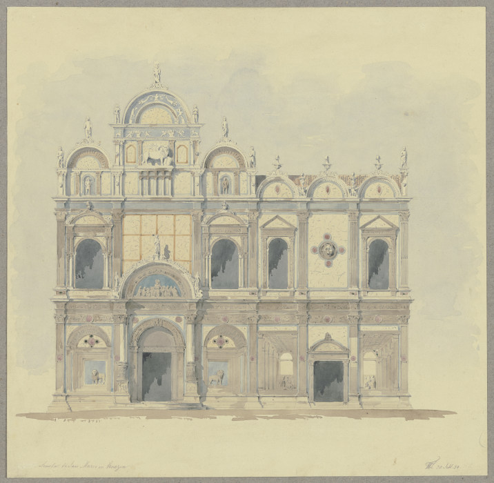 Fassade der Scuola Grande di San Marco in Venedig de Friedrich Wilhelm Ludwig