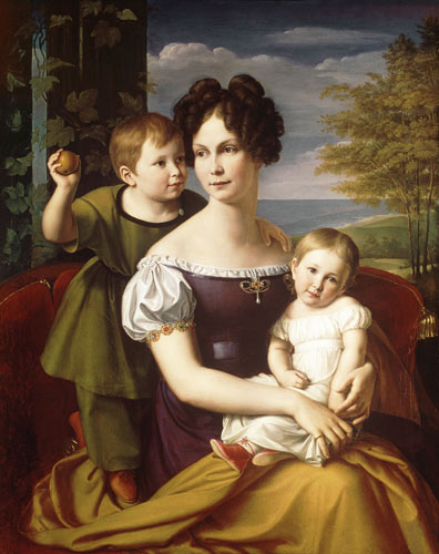 Grand Duchess Alexandrine of Mecklenburg with her two Children de Friedrich Wilhelm von Schadow