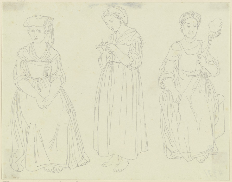 Figurenstudie von drei Frauen de Friedrich Maximilian Hessemer
