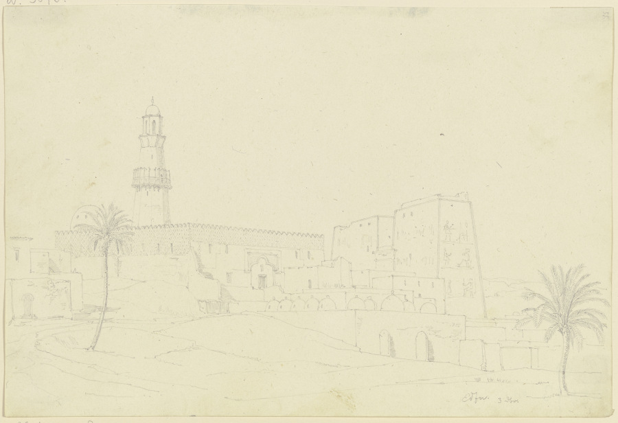 Horustempel und Moschee in Edfu de Friedrich Maximilian Hessemer