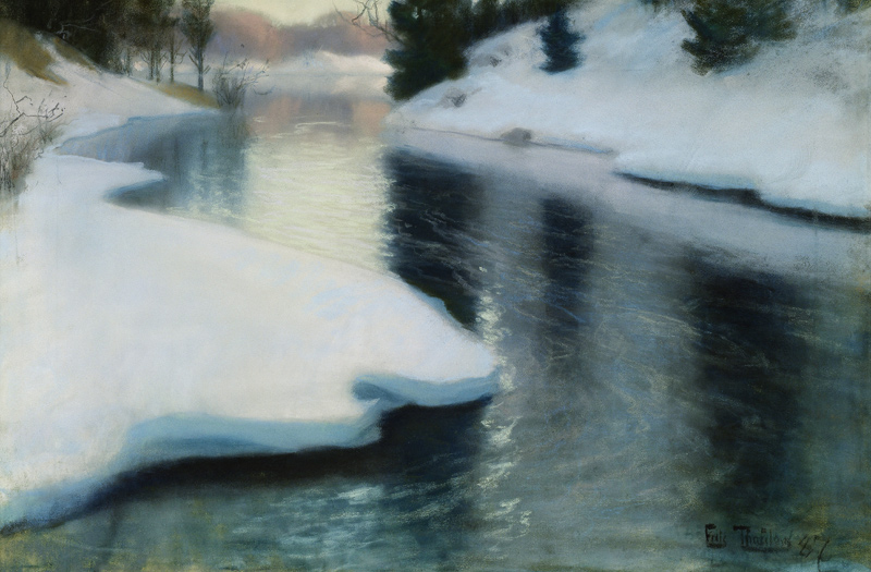 Spring Thaw, 1887 (pastel on paper) de Frits Thaulow