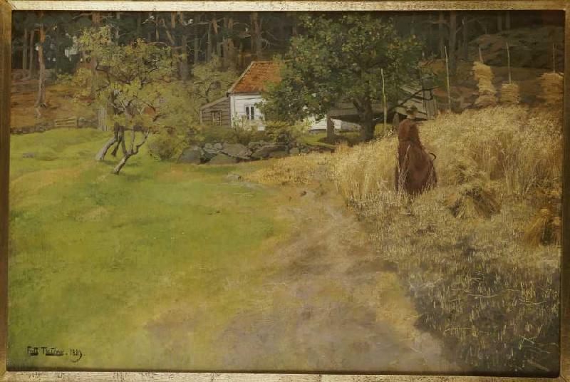 Farmer's wife at reaping work. de Frits Thaulow