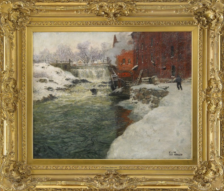 Canvas factory by the Aker River (Kristiania) de Frits Thaulow