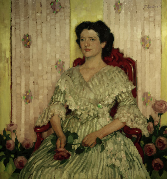 Dame mit Rosen, 1909. de  Fritz Erler